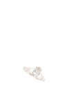 Crystal Claddagh Bezel Setting Silver Ring 7.5
