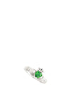 Green Crystal Claddagh Silver Ring Size 7