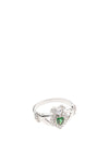 Green Crystal Sparkle Claddagh Silver Ring 8