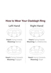 Crystal Claddagh Bezel Setting Silver Ring 7.5