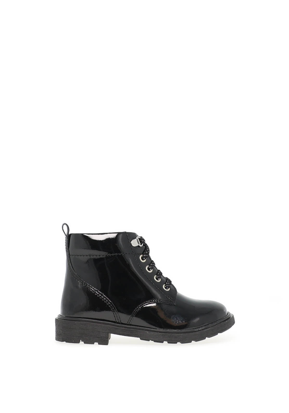 Clarks Astrol Lace Toddler Girls Patent Boots, Black