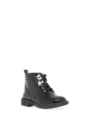 Clarks Astrol Lace Toddler Girls Patent Boots, Black