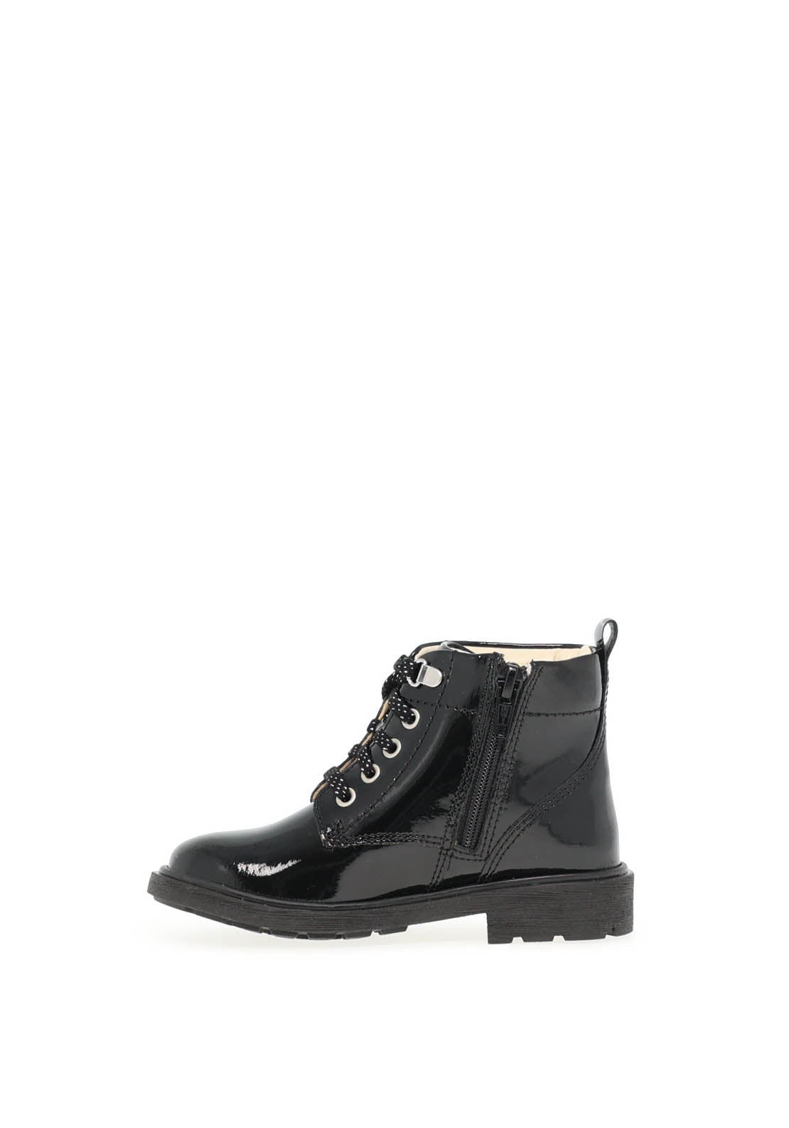 Clarks Astrol Lace Toddler Girls Patent Boots, Black