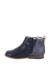 Clarks Girls Drew Fun Glitter Leather Boots, Navy