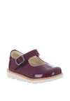 Clarks Baby Girls Crown Jump Patent Leather Shoes, Plum