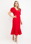 Claudia C Puff Sleeve Fishtail Dress, Red