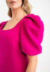 Claudia C Puff Sleeve Fishtail Dress, Magenta