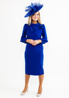 Claudia C Maia Bow Neck Midi Dress, Royal Blue