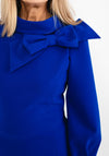 Claudia C Maia Bow Neck Midi Dress, Royal Blue