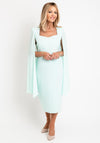 Claudia C Monet Chiffon Sleeve Midi Dress, Mint