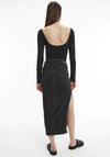 Calvin Klein Jeans Womens Long Sleeve Scooped Bodysuit, Black