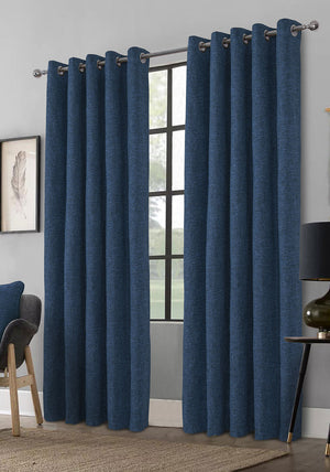 FRD Clayton Black Out Eyelet Curtains, Indigo
