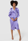 Closet London Satin Wrap Style Midi Dress, Purple