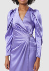 Closet London Satin Wrap Style Midi Dress, Purple