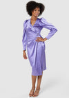 Closet London Satin Wrap Style Midi Dress, Purple