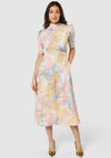 Closet London Multi Marble Print A-Line Midi Dress, Soft Pink
