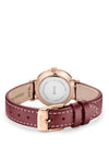 Cluse Boho Chic Petite Leather Watch, Dark Red