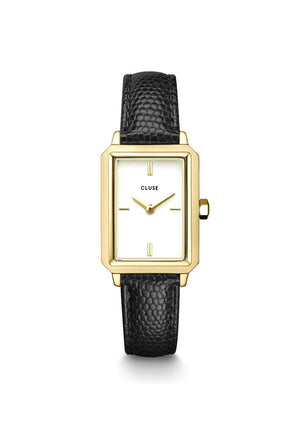 Cluse Fluette Ladies Leather Strap Watch, Gold & Black
