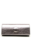 Emis Metallic Button Clutch Bag, Silver