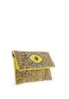 Zen Collection Flap Over Eye Sequins Bag, Yellow