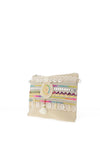 Zen Collection Boho Tassel Shell Charm Bag, Pink Yellow