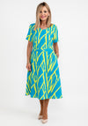 Coco Doll Anita Print Midi Dress, Teal & Lime