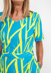 Coco Doll Anita Print Midi Dress, Teal & Lime
