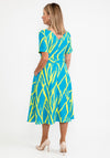 Coco Doll Anita Print Midi Dress, Teal & Lime