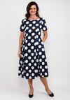 Coco Doll Cade Box Pleat Polka Dot Midi Dress, Navy