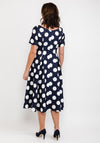 Coco Doll Cade Box Pleat Polka Dot Midi Dress, Navy