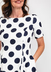 Coco Doll Cade Box Pleat Polka Dot Midi Dress, White