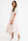Coco Doll Hara Geometric Stripe Maxi Dress, Taupe & White