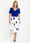 Coco Doll Polka Dot Skirt Midi Dress, Royal Blue