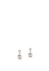 Coeur De Lion Cube Stainless Steel Earrings Silver & Crystal