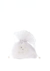 Little People Beaded Floral Applique Communion Bag, White