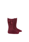 Condor Knee Socks with Side Bow, Wine