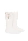 Condor Knee Socks With Side Bow, Ivory