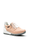 Zanni & Co. Haram Chrome Panel Faux Leather Trainers, Blush Pink