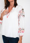 Costamani Embroidered Oversize Tunic Top, White Multi