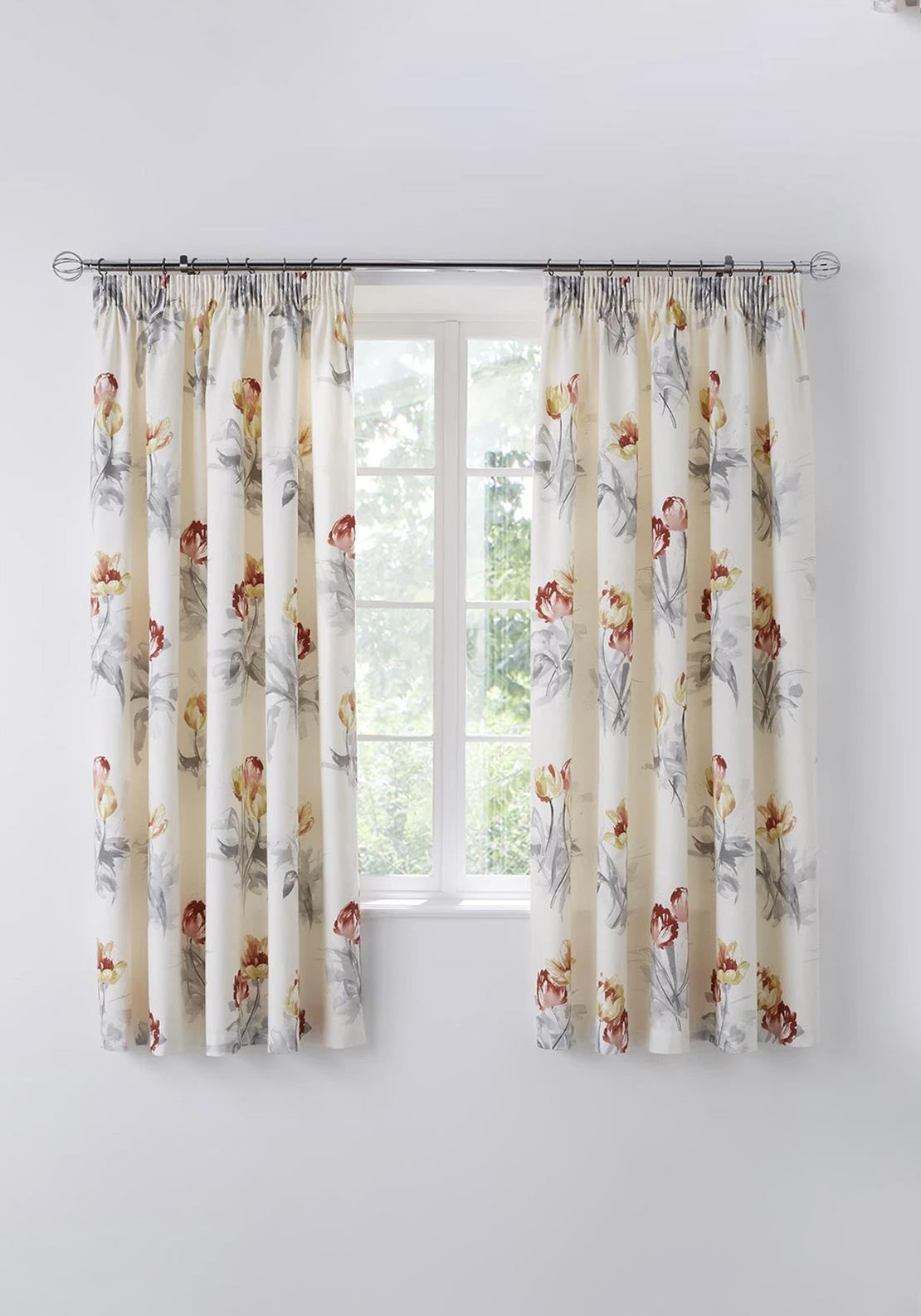 D&D Design Macy Pencil Pleat Lined Curtains, Multi