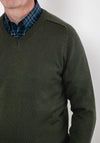 Daniel Grahame V Neck Sweater, Olive Green