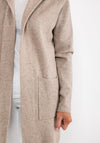 d.e.c.k. by Decollage One Size Hooded Cardigan, Taupe