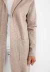 d.e.c.k. by Decollage One Size Hooded Cardigan, Taupe