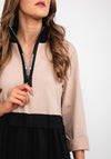 d.e.c.k. by Decollage One Size Half Zip Dress, Beige & Black
