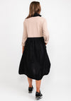 d.e.c.k. by Decollage One Size Half Zip Dress, Beige & Black