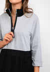 d.e.c.k. by Decollage One Size Half Zip Dress, Grey & Black