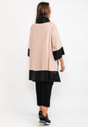 d.e.c.k. by Decollage Leatherette Trim Oversize Top, Beige & Black
