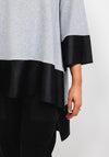 d.e.c.k. by Decollage Leatherette Trim Oversize Top, Grey & Black