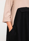 d.e.c.k. by Decollage Curved Hem Dress, Beige & Black