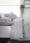 Deyongs Reversible Scandi Leaf Print Duvet Set, Blue Multi